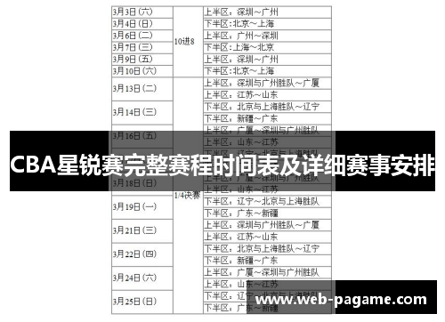 CBA星锐赛完整赛程时间表及详细赛事安排
